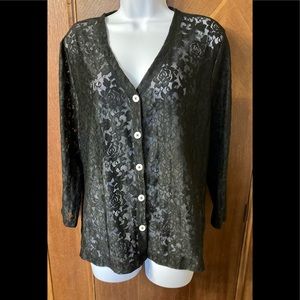 NWOT-Francesca Rose Black Lace Blouse, sz L